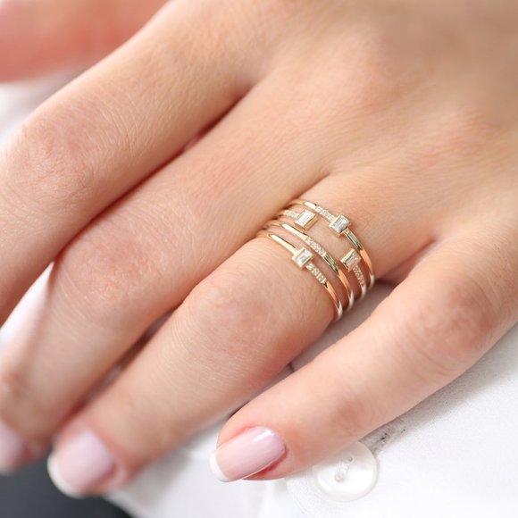 NEW 18K Yellow Gold Diamond Multi Band Ring - Picture 4 of 6